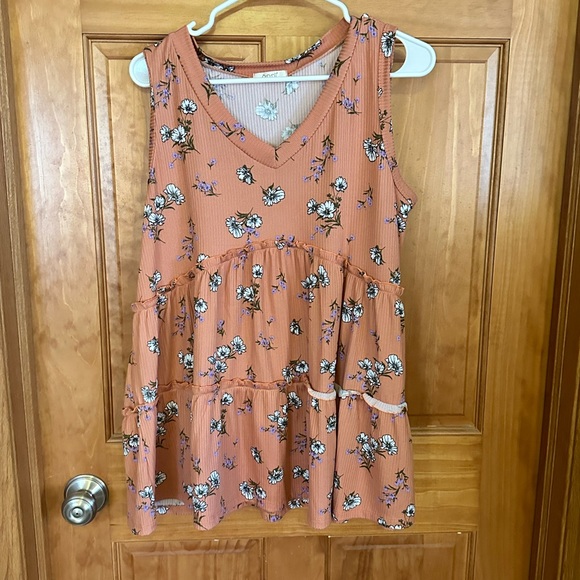 Pinkblush Coral Floral Print Tiered Maternity Tank Top - Picture 2 of 12